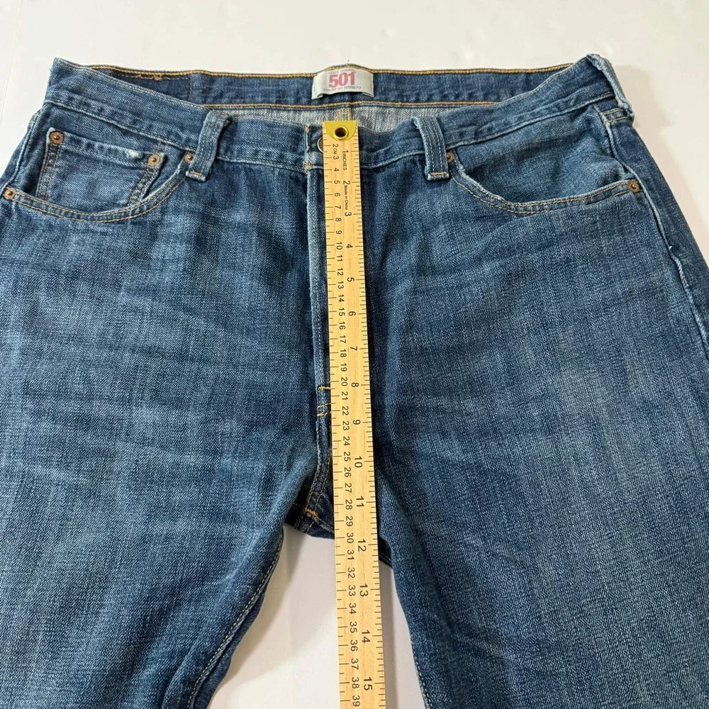 Levis 501 Original Mens Straight Leg Button Fly Jeans Medium Wash Blue 36x34